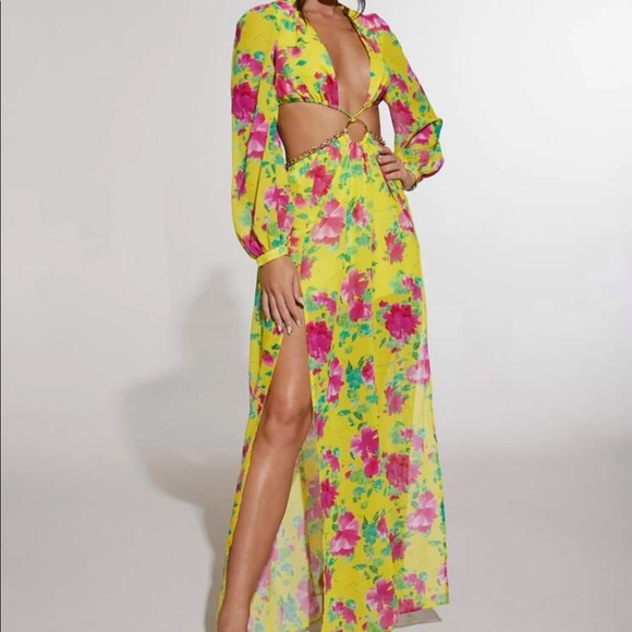 Boho floral dress with chain - Picture 4 of 7